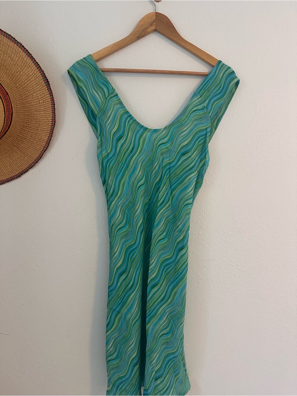 Ciao Lucia Green & Teal Wave-Print Scoop Neck Dress